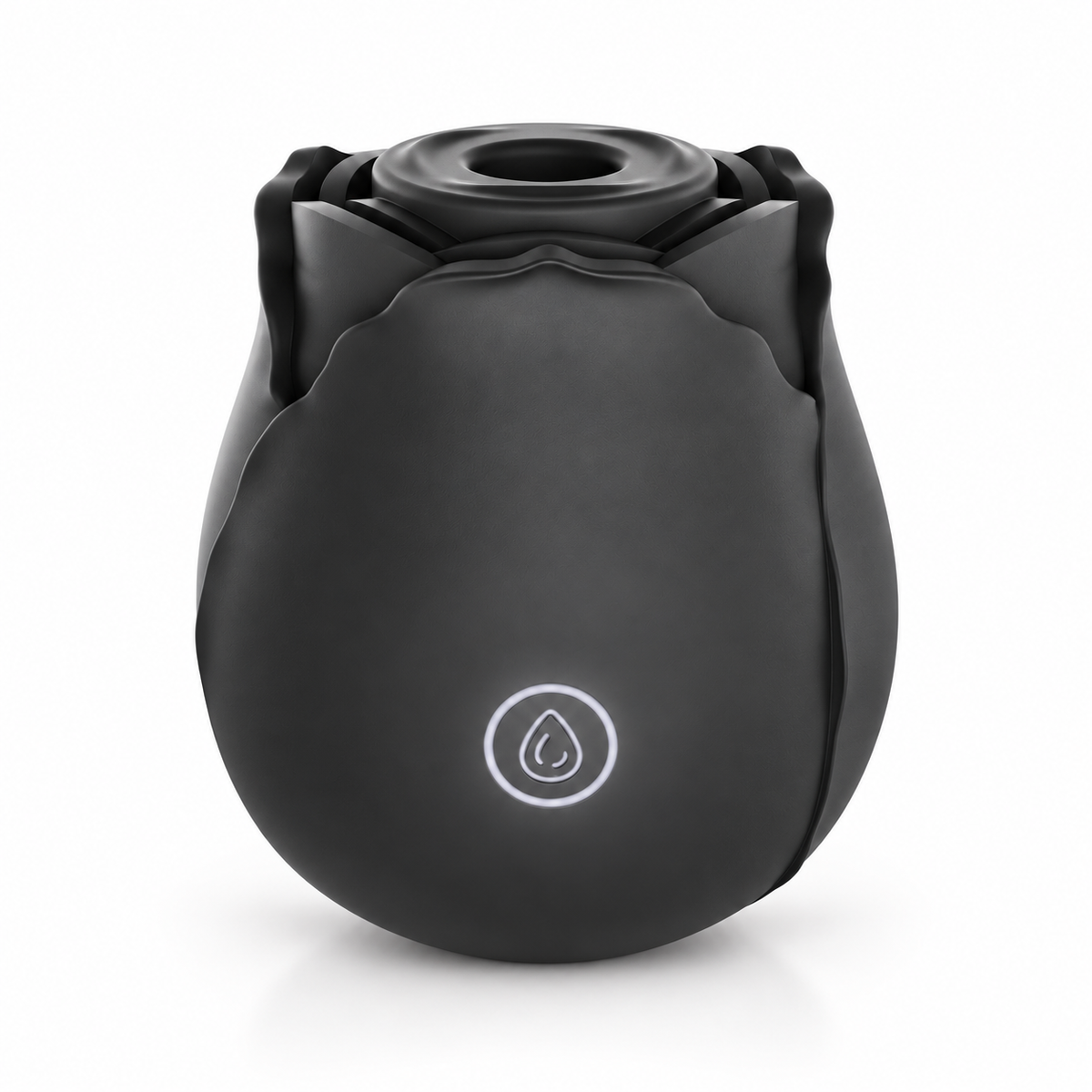 Matte black spherical essential oil diffuser with a glowing water droplet icon
